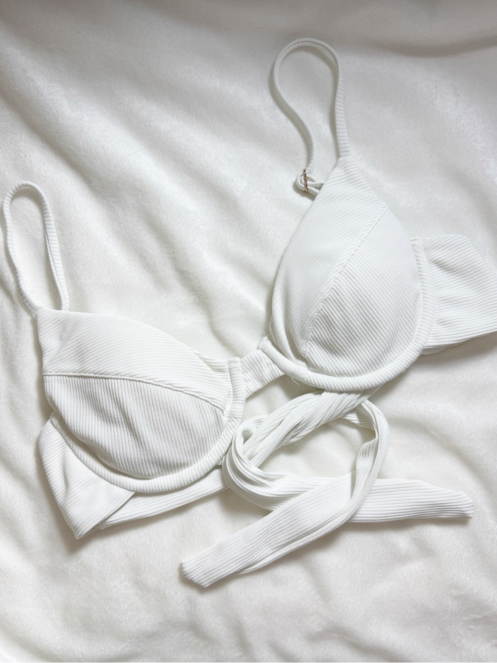 Shop Moonstone "Amanda" Bikini Swim Top Ribbed White Extra Small